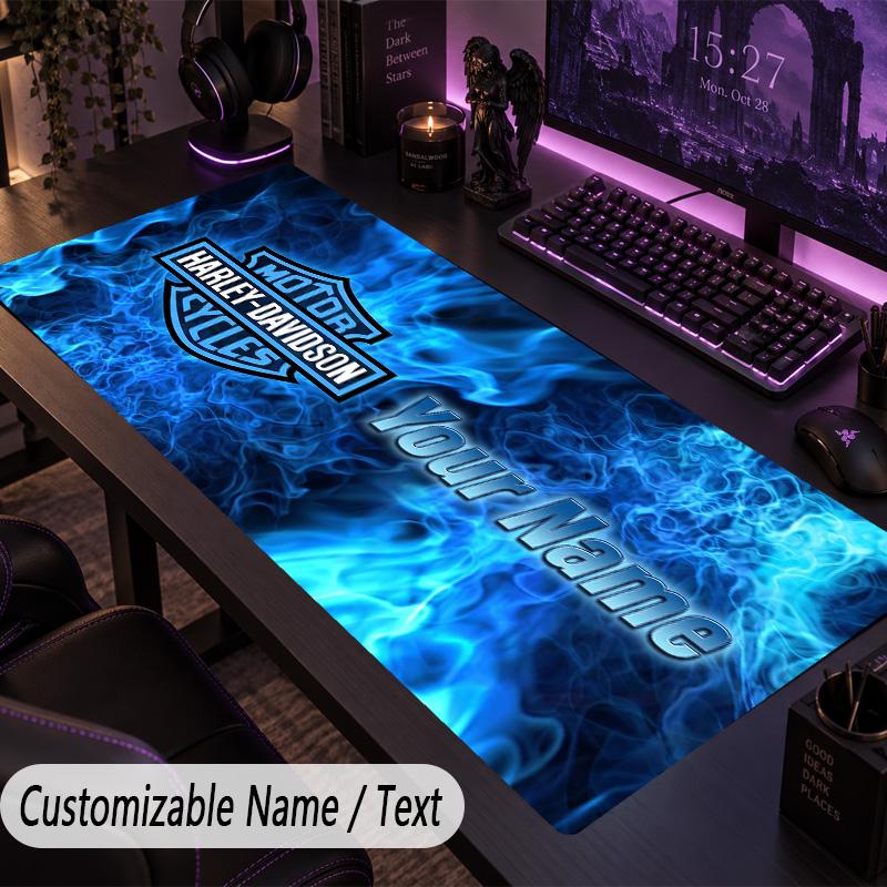 Large Mouse PadHarley-Davidson Custom Name Text Personalized Desk Mat Non Slip Gaming Pad