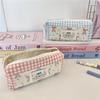 Sweet Cute Splicing Plaid Bow Pencil Case Portable Large Capacity Student Stationery Storage Bag Pen Bag Girly Cosmetic Bag Gift