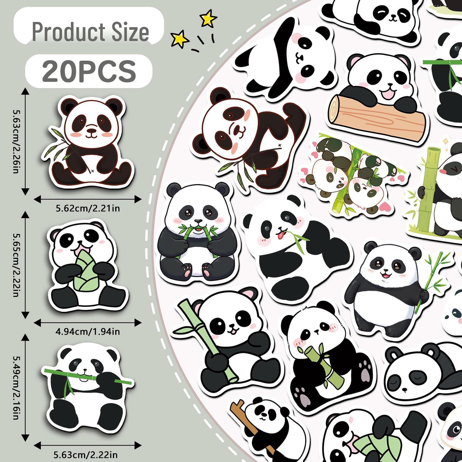 Pack of 20 Cute Panda Refrigerator Magnets - Cartoon Animals, Waterproof, Creative DIY Soft Magnetic Stickers