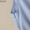 ZANZEA Vestido de Vaina Casual de Verano sin Mangas con Cuello en V para Mujer