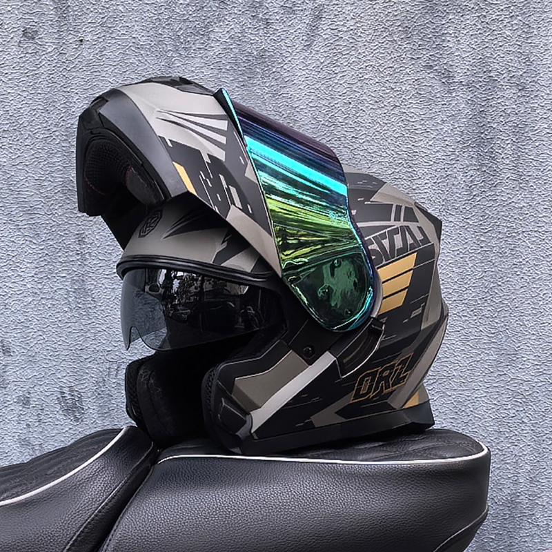 ORZ-162 motorcycle helmet, modular flipped full face helmet, long-distance off-road helmet with built-in sunshade