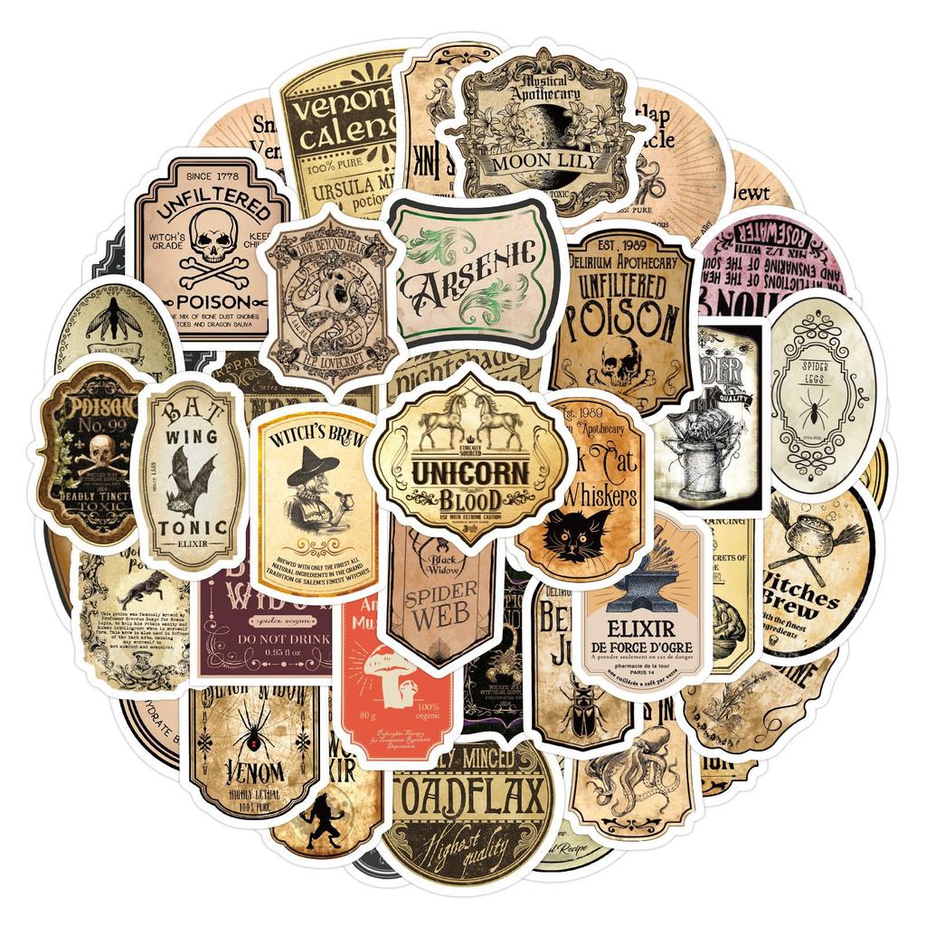 60 Samolepek s graffiti štítky na lektvary DIY Skateboard Vodní pohár Zavazadlo Retro Vodotěsné samolepky