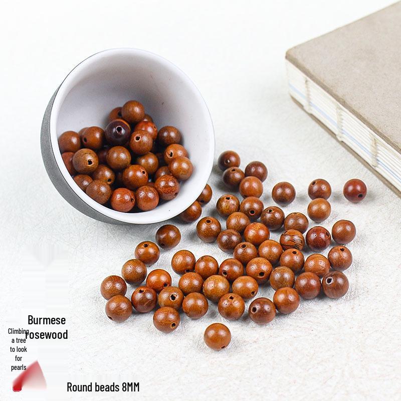 

108-Piece Burmese Padauk Wood Beads 8MM for DIY Mid-Autumn Festival Bracelet