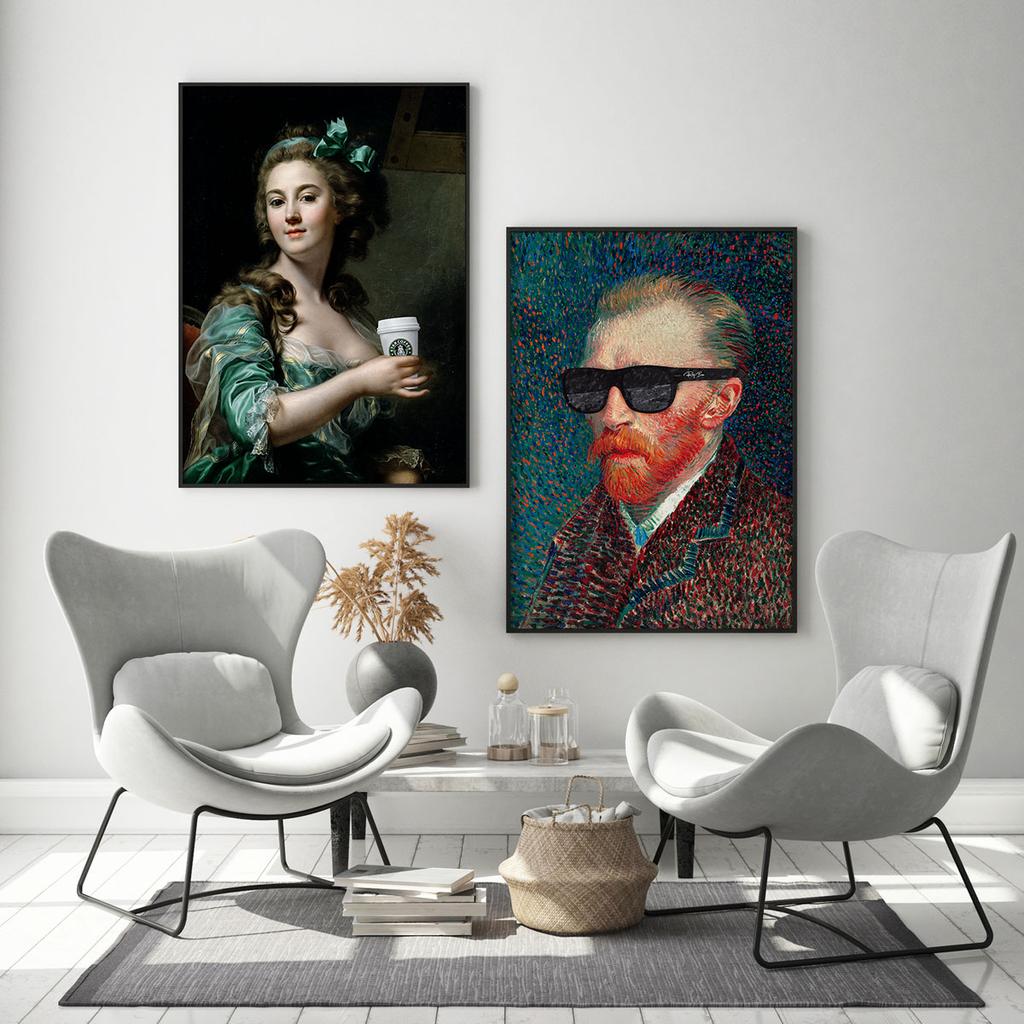 Zestaw dwóch plakatów van gogh kawa