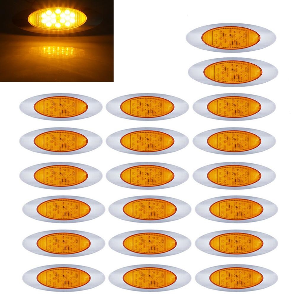 

20PCS Oval 16LED Side Marker Lights Trailer Lorry Light 12V Truck Side Indicator Lamp Caravan Car Signal Lamp for RV янтарь