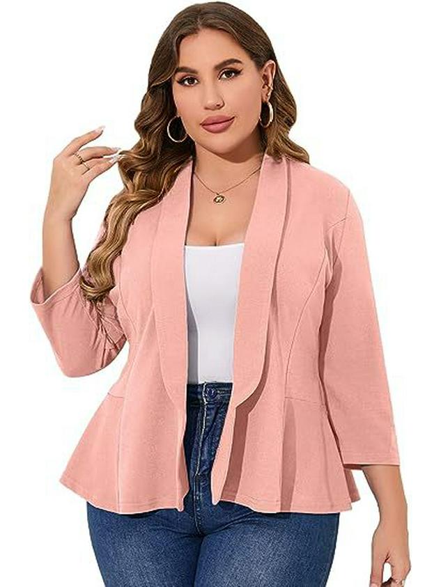 2024 Lightweight Plus Size Women's Ruffle Blazer – Comfortable and Stylish Casual Wear