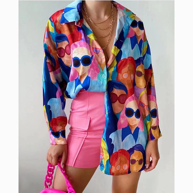 Новая свободная рубашка с длинным рукавом с принтом — фото 2