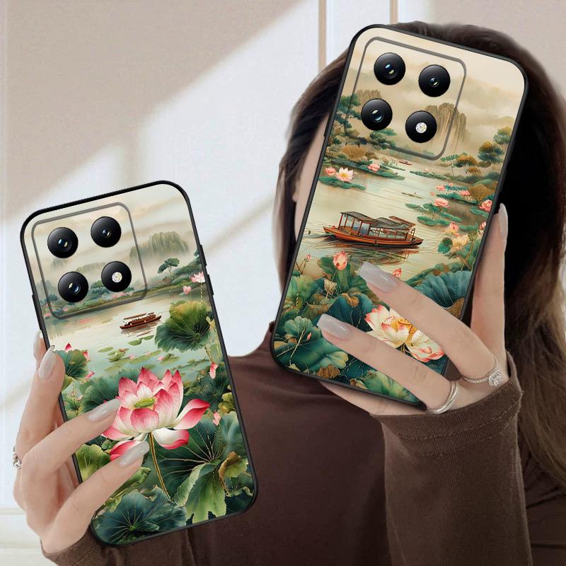 Ship and Red Lotus For Xiaomi Poco X7 M7 Pro 5G M5 X4Pro 4 M6 4G C65 C75 F6 F5 X6 5 7 X5 F7 Ultra M5S M4Pro 5G soft phone case