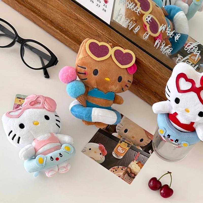 Sanrio Hawaii Swimming Ring Hello Kitty Plush Toys Pendant Backpack Keychain Cute Plushies Doll Decoration Holiday Gifts