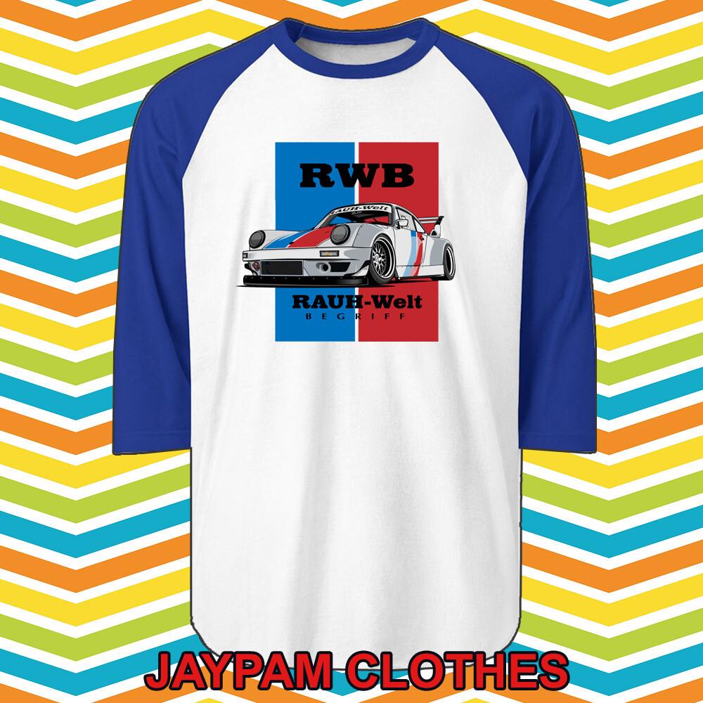 RWB Rauh Welt Begriff Racing Tuner Car Men Raglan Blue Size S 2XL XXL