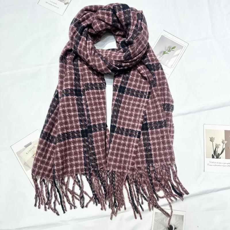 Plaid Scarf Women's Autumn and Winter Fashion New Versatile Long Tassel Shawl Korean Style Student Retro Warm Scarf