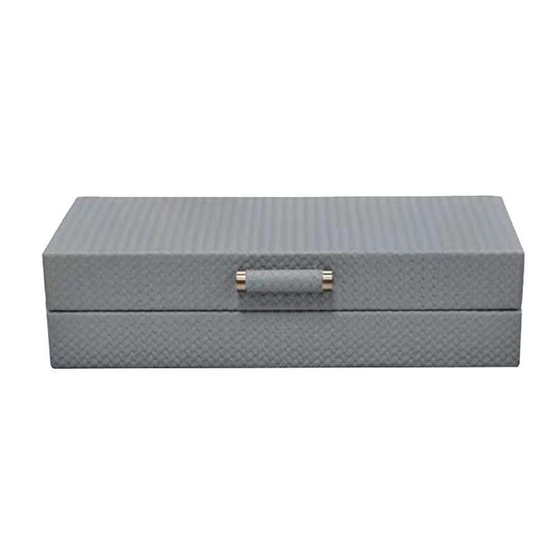 

Nordic Modern Jewelry Box Luxury Desktop Earrings Ring Bracelet Storage Ornaments Weaving Texture Design Jewelry Organizer Boxes Small-25X13X7CM сірий колір