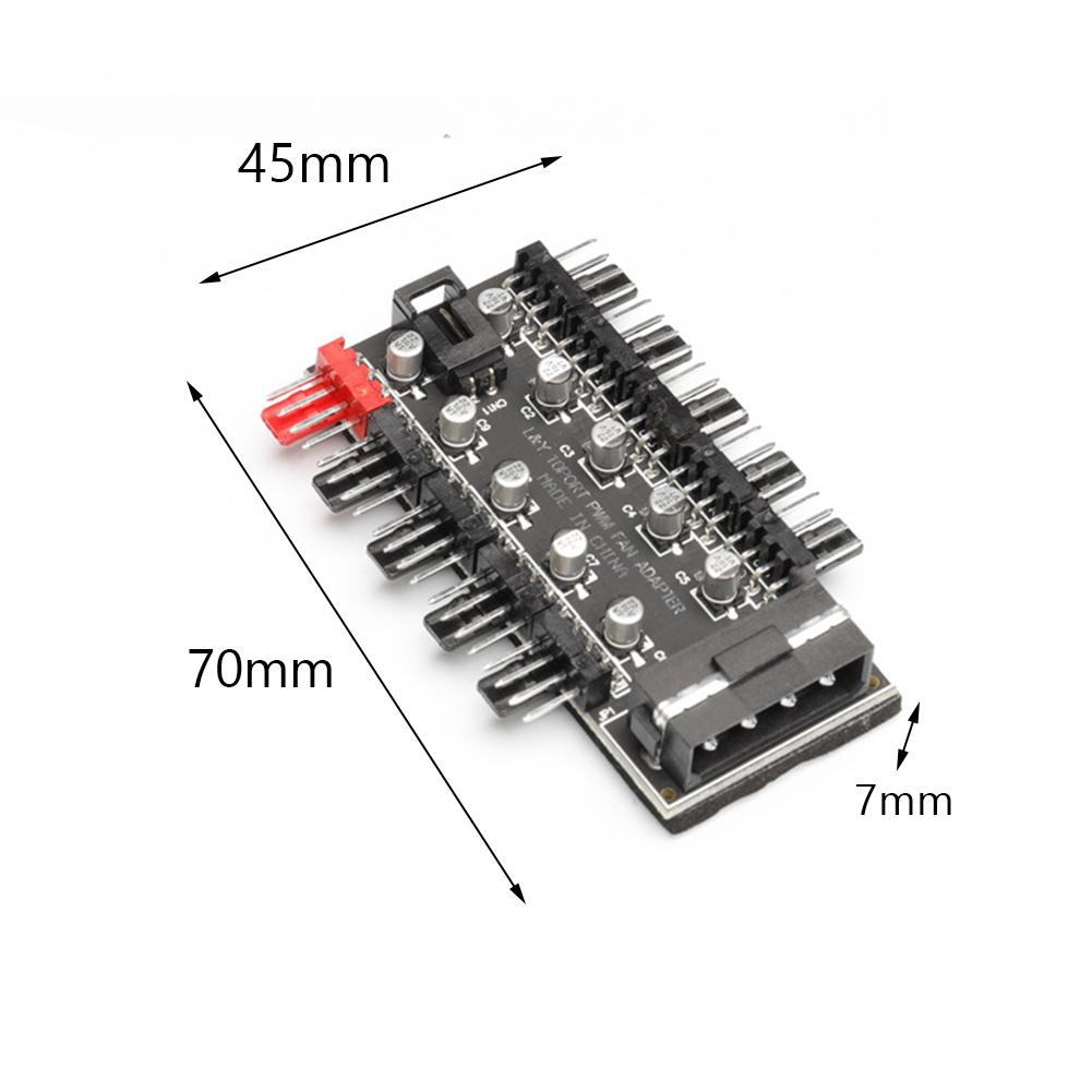 4 Pin PWM Cooler Fan Hub Splitter Adapter Socket Replacement PC Speed Controller Adapter PC 1 to 10 10Pin PWM Cooling Fan