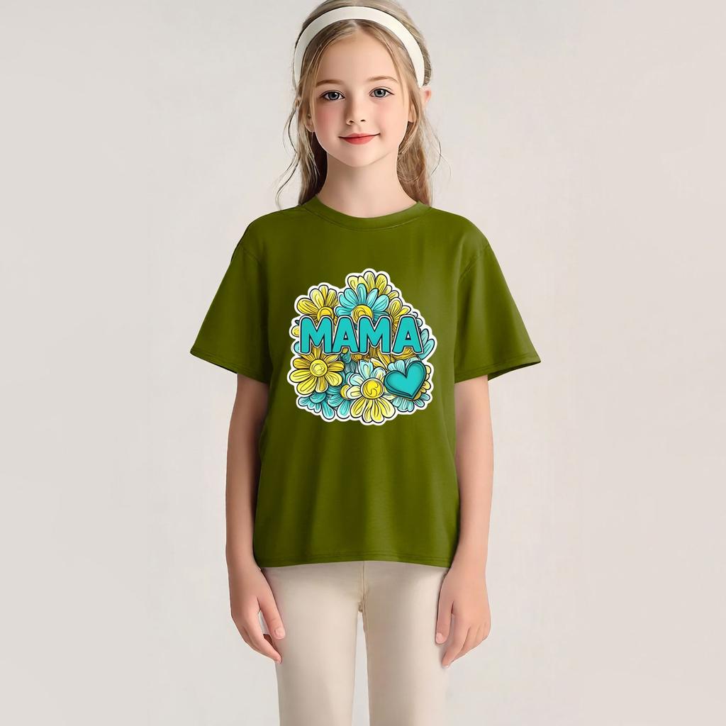 Children's Printed Round Neck Short-sleeved T-shirt Top