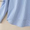 ZANZEA Camicetta casual da donna a righe con scollo a V larga a maniche lunghe