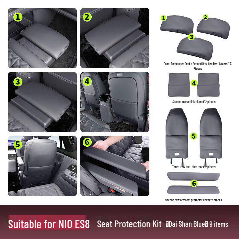 NIO ES8 Front Passenger Kick Protection Mat - Zero Gravity Rear Seat Leg Rest Cover for 26 Models