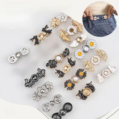 1 Pc Jeans Buckle Waist Closing Tighten Waist Button Detachable Metal Pins Adjustable Waist Clip Ornament Button Belt Buckle