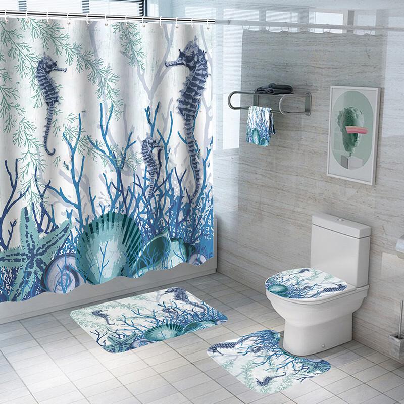 

Cartoon Animal Print Waterproof Shower Curtain Set