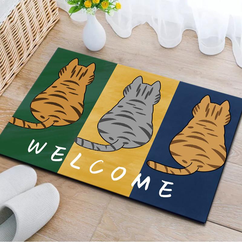 Cat Welcome Door Mat Cat Claw Carpet Living Room Bedroom Kitchen Non Slip Rug Home Decoration