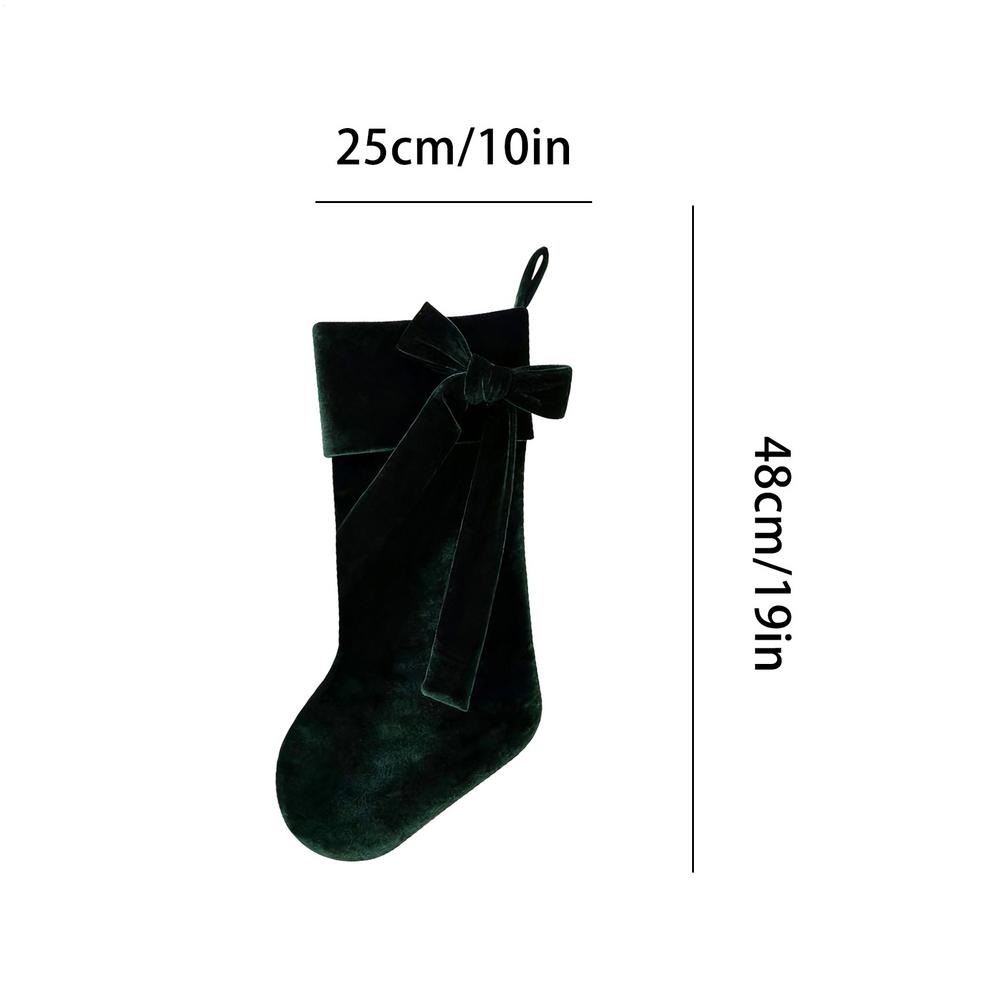 Red Green Thick Christmas Stocking Velvet Bow Stockings Decoration Gift Bags Christmas Tree Fireplace Mantel Stair Decorations