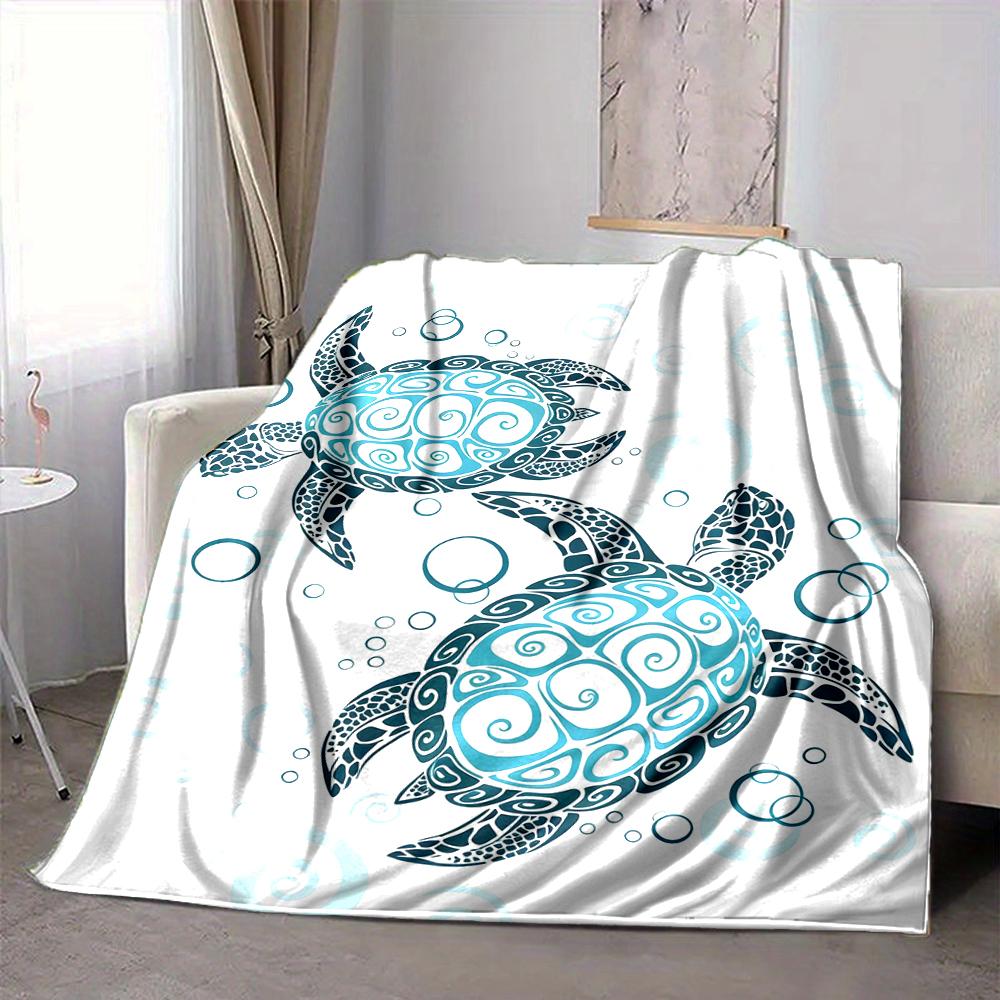 1Pc Oceanic Sea Turtle Art Blanket Soft And Comfortable Casual Warm Camping Travel Christmas Halloween Xmas Gift M928741