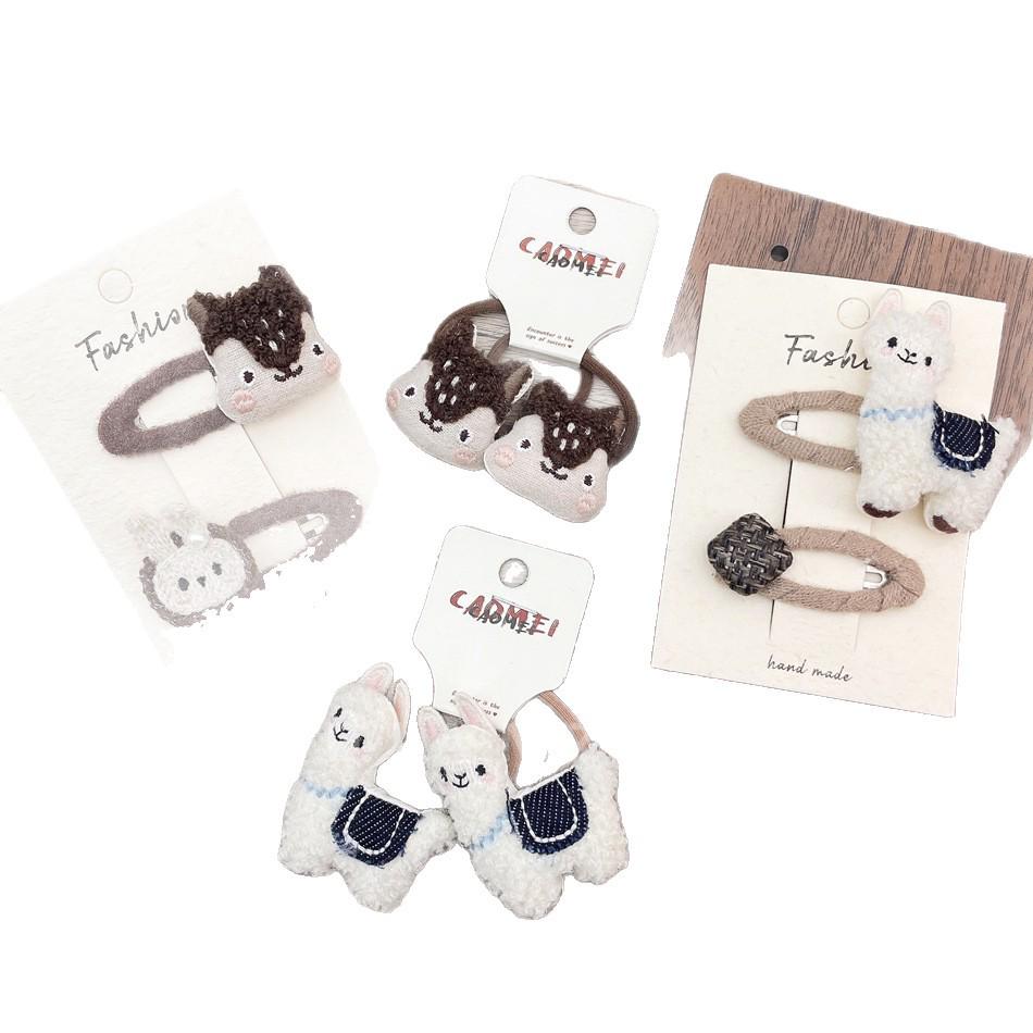 Plush Alpaca Cartoon Hair Clips for Girls - Cute Frizzy Bang Ties & Retro Handmade Accessories