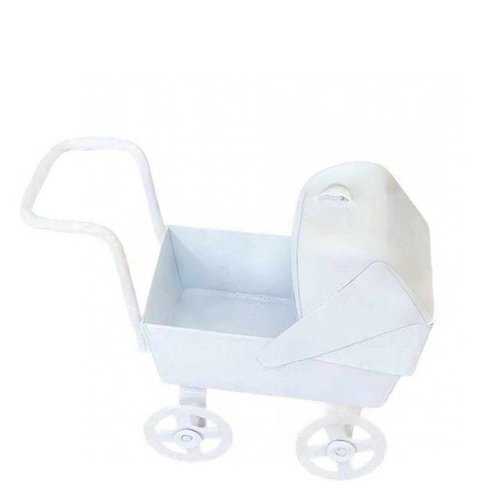 Mini Size 1:12 Dollhouse Miniatures Wrought Iron Doll Pram Toys Baby Stroller Model Collection Toy