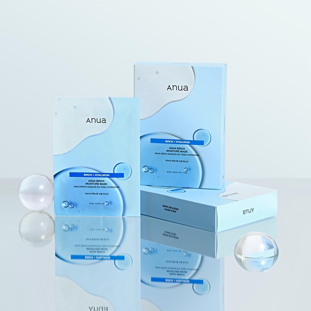 Anua Birch Moisture Mask Pack 10 Sheets Hydrating Skin Tone Hyaluronic Acid Skin Care