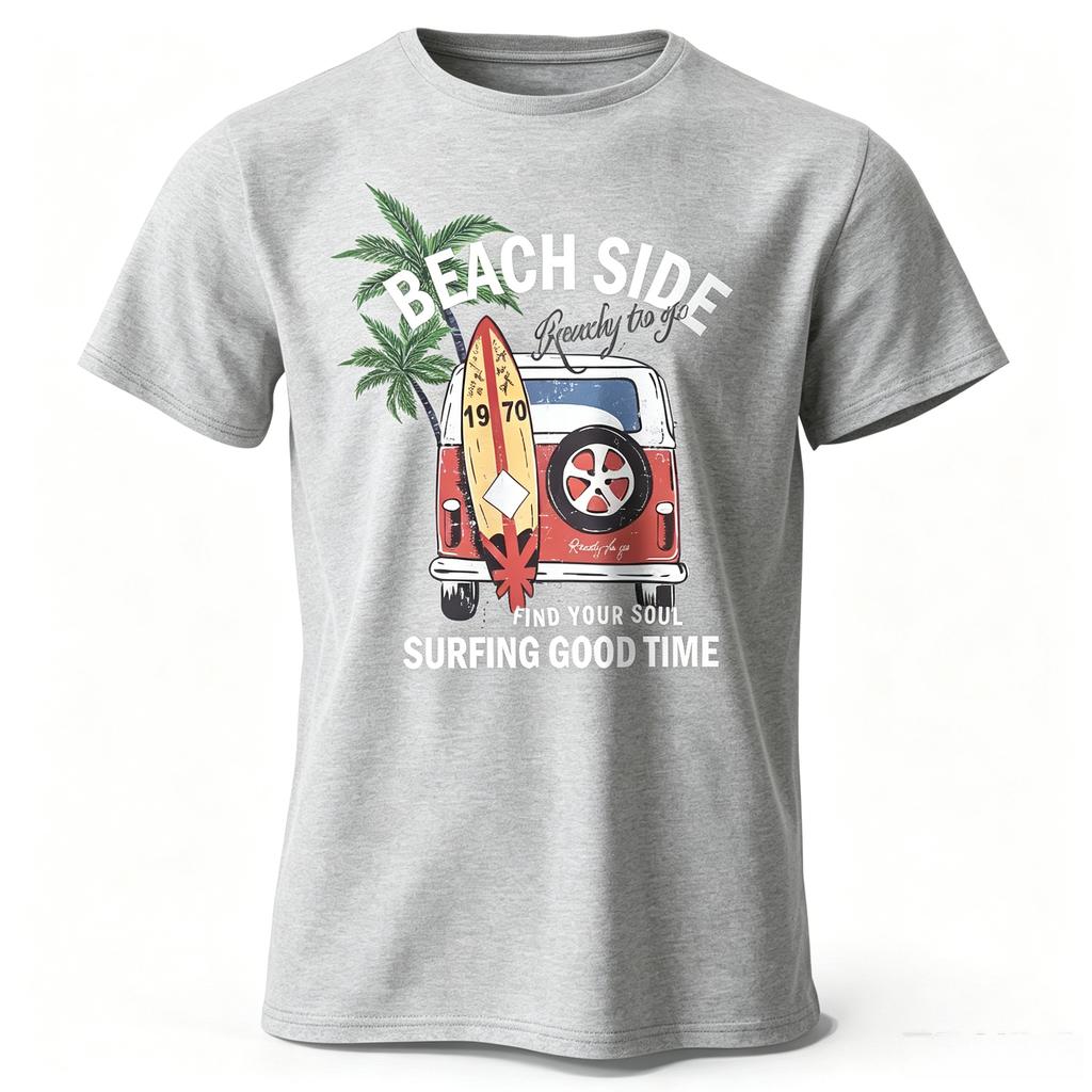 Vintage Surf Badge Printed Unisex Unisex Unisex TShirt Tees Tops Cotton Fabric Retro Wave Graphic Beach Club Wear