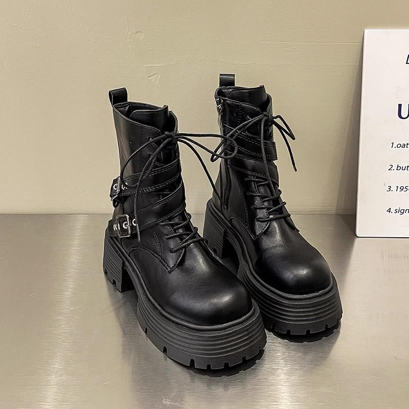 Small super high heel short boots women's autumn 2025 new thick-soled heightening elastic boots Skinny knight boots Martin boots