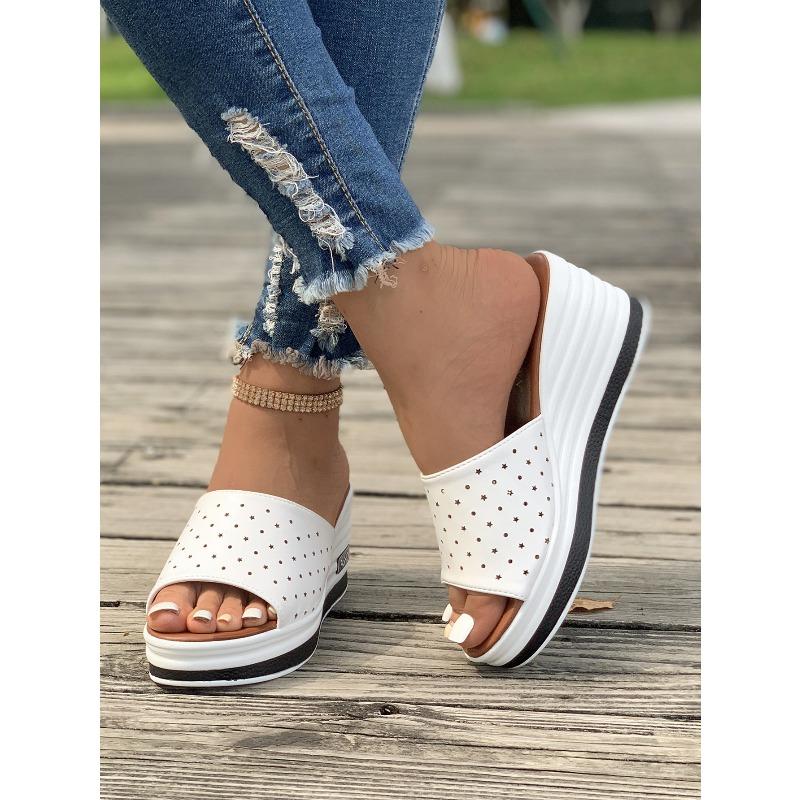 Damen Übergröße Peep Toe Keilabsatz Mode Lässig Einriemen Sandalen