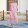 Modisches Rundhals-Langarm-Freizeithemd Zweiteiliges lockeres Hosenset Herbst Einfarbig Übergröße Hosen mit Taschen Hosenanzug Damenbekleidung 1846