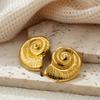 Vintage Texture Conch Earring Ocean Glossy Gold Color Sea Shell Stud Earrings Beach Zircon Gifts for Women Statement Studs