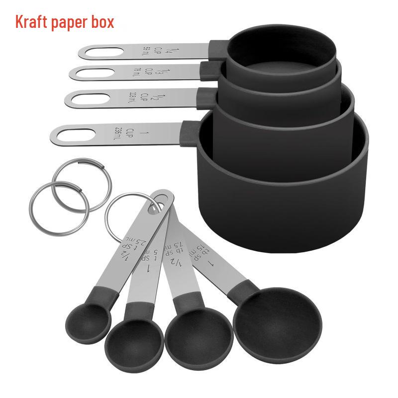 10-Piece Stainless Steel & Plastic Measuring Cups and Spoons Set - Essential Baking Utensils for Cake and Bread