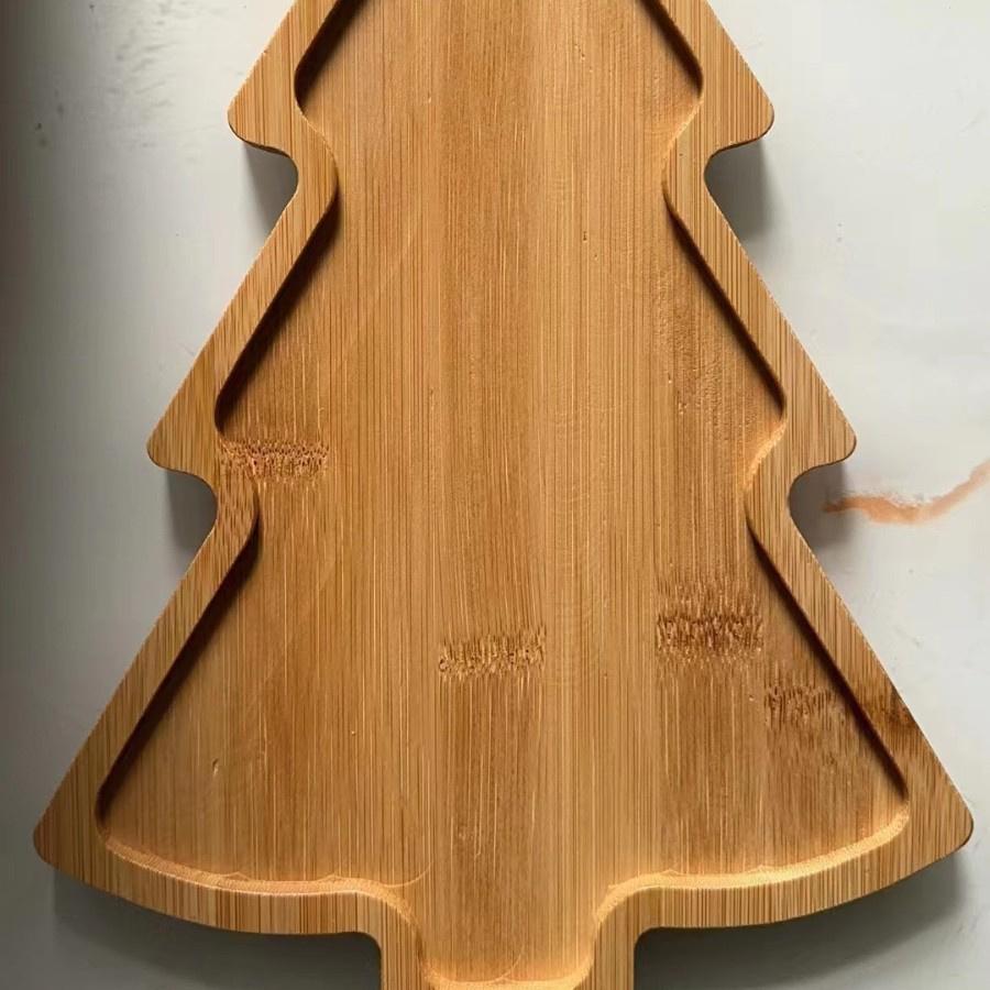 Wooden Christmas Tree Plate Antler Shaped Wooden Tray Christmas Decoration Steak Plate Dessert/snack/fruit/cookie Pizza Tray
