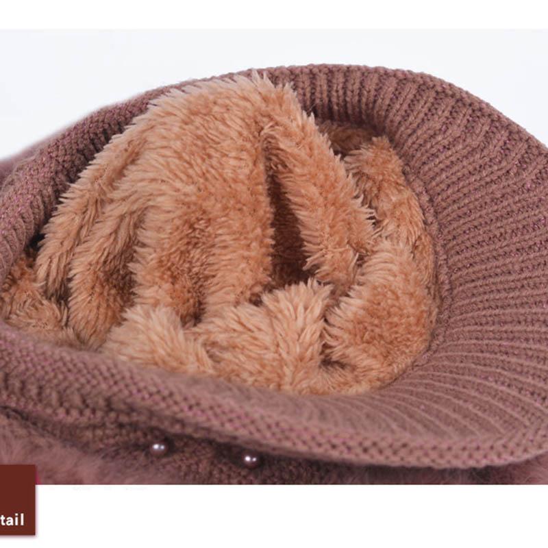 Winter Old Man Hat Rabbit Fur Rabbit Fur Blended Hat Women Middle-aged and Elderly Women Mothers Warm Thick Velvet Knitted Hat