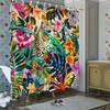 Jungle Leopard & Zebra Print Waterproof Shower Curtain for Bathroom, Tropical Floral Design High-End Toilet Partition Curtain