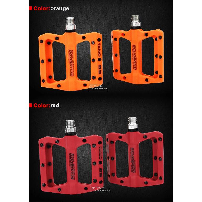 SCUDGOOD Bisiklet Pedalları Naylon Fiber Ultra Hafif Dağ Bisikleti Pedalı 4 Renk Büyük Ayak Yol Bisikleti Rulmanlı Pedallar Bisiklet Parçaları