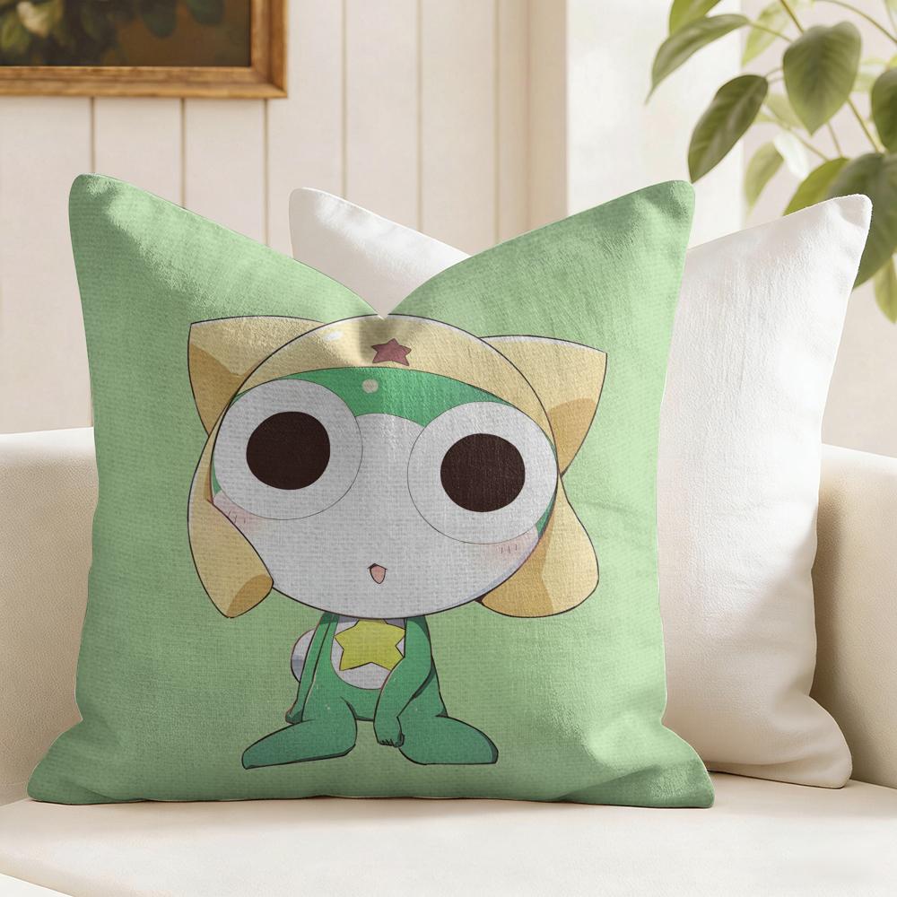 Keroro Gunsou Frog Cushion Cover Eco Linen Pillow Case DoubleSided Print Breathable Durable Zipper Home Decor Gift