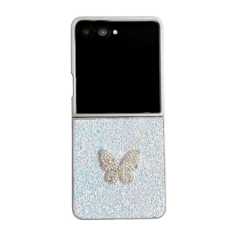 Glitter 3D Flower Samsung Z Flip7 Case with Anti-Fall & Anti-Lost Lanyard