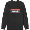 NANGA Eco Hybrid Box Logo Long Sleeve Size Black Men's T-Shirt, M, (NW2311-1G299)
