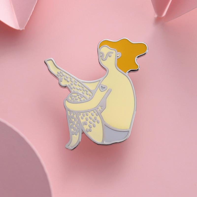 Adorable Enamel Metal Badge Creative Cartoon Character Brooch For Unique Bag Accessory