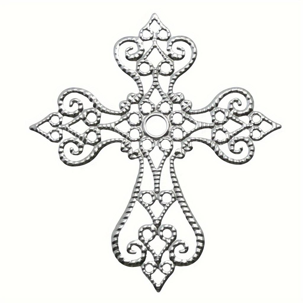 30pcs Vintage Hollow Floral Cross Embellishments - 55x60mm Cast Iron DIY Scrapbooking Corner Decorations - For Crafting & Scrapbooking Enthusiasts