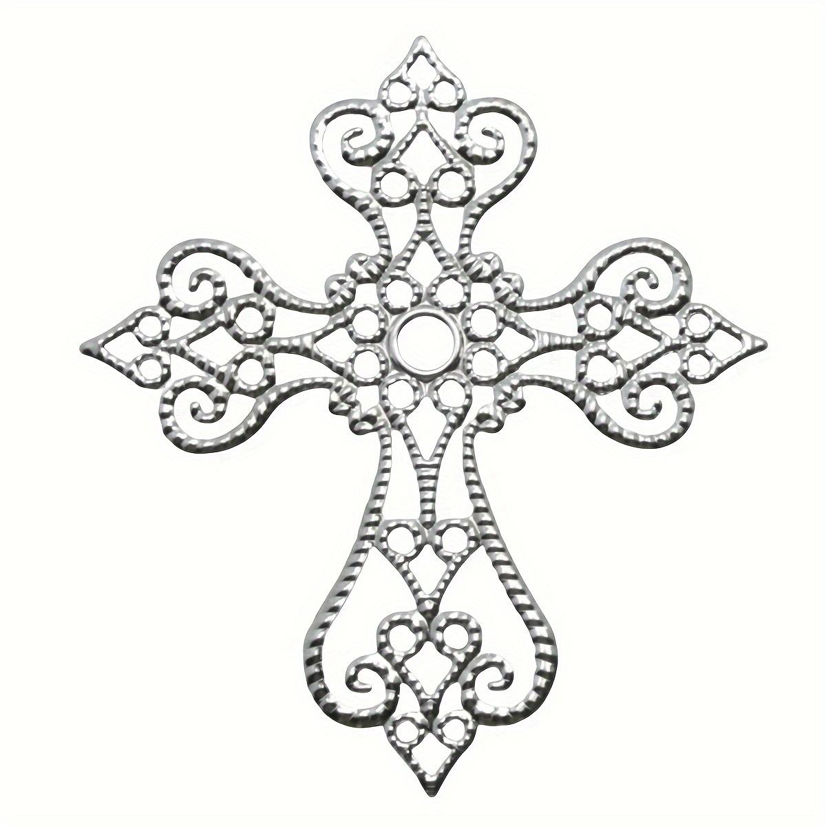 

30pcs Vintage Hollow Floral Cross Embellishments - 55x60mm Cast Iron DIY Scrapbooking Corner Decorations - For Crafting & Scrapbooking Enthusiasts Silvery-30pcs