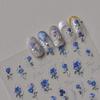 Oriental Blue and White Porcelain Nail Art Sticker Delicate Gold Outline Floral Nail Art Chinese Vintage Ceramic Manicure Decal