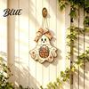 Autumn Porch Hanging Ornament Cute Bow Ghost Sign Rustic Retro Floral Door Sign with Pumpkin Outdoor Fall Entryway Basket Vintage Halloween