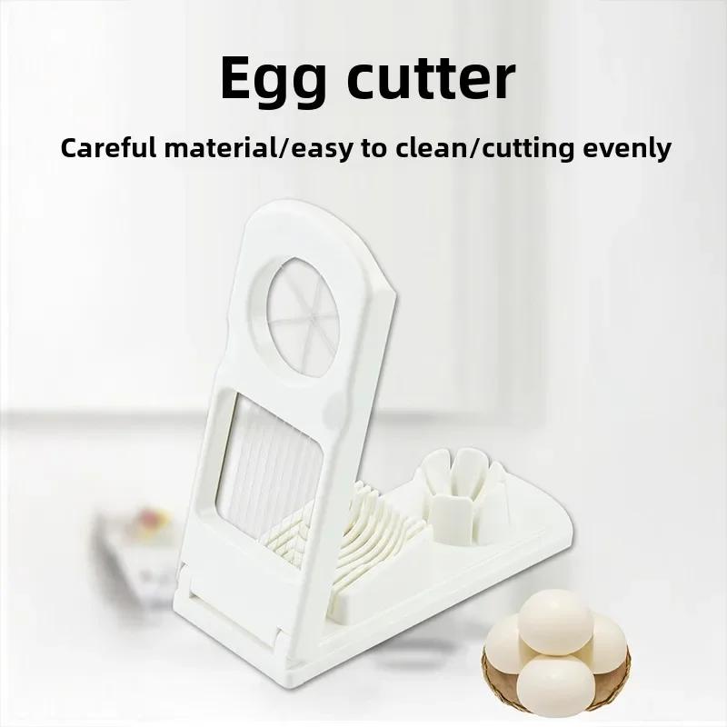 Multi functional kitchen ingredient fancy egg cutting small tool for home use, convenient 2-in-1 stainless steel egg slicer