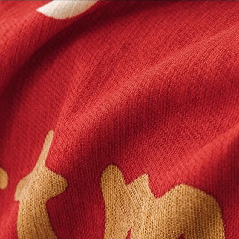 Chenille Rød Full Dekning Sofateppe, Universelt for Alle Årstider, Julestemning Sofateppe, Vanntett Urinsikker Sofatrekkduk