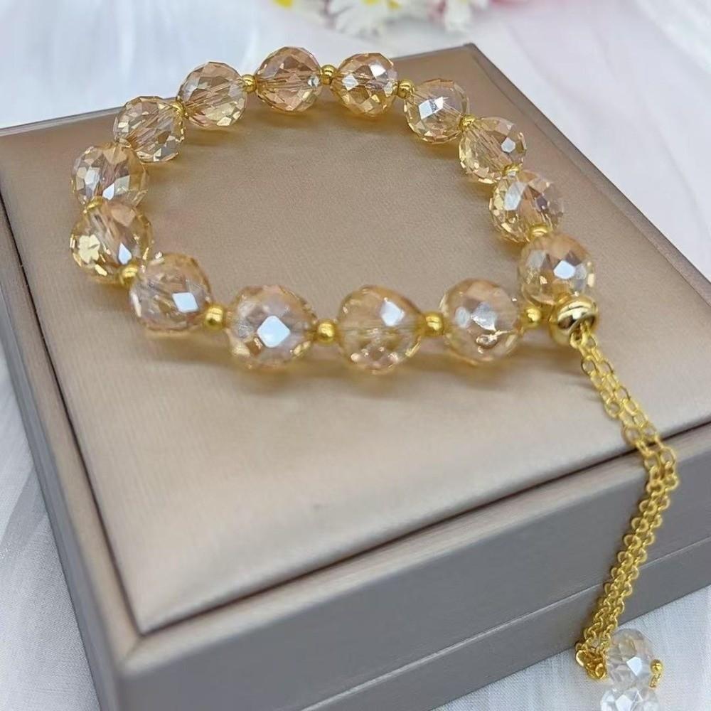 Sweet Crystal Stone Beads Bracelet Shiny Hand Chain Jewelry Elasticity Rope Bracelet  Festival