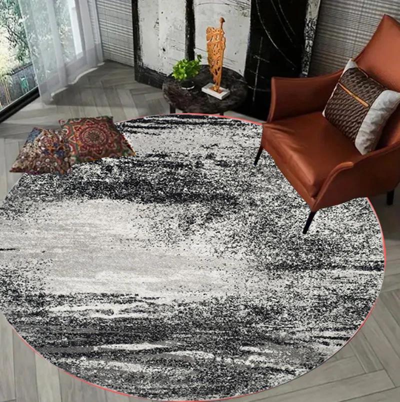 Moderní geometrický kulatý koberec Severský abstraktní koberec Měkká protiskluzová dekorativní podložka do obývacího pokoje ložnice